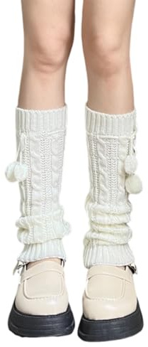 AEKZOX Calentadores de Piernas Largos para Mujer y Niña Invierno Crochet Tejido Stulpen Beinstulpen Calcetines Altos Legwarmers Sobre la Rodilla (Talla Única)