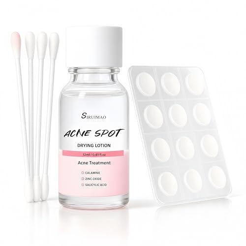 SIRUIMAO Premium Acne Spot Drying Lotion Kit with Swab, Overnight Acne Treatment For Face, Dry Out Pimples, Blemishes, Zits And Clean Pores, 12ml / 0.41 FlOz