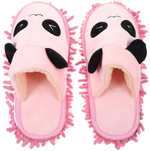 IMIKEYA Pantoufles De Nettoyage De à Franges Réutilisables En Tissu Doux Rose Pour Femme, Pantoufles Pour Balayer La Poussière à Usage Domestique, Taille Unique Confortable