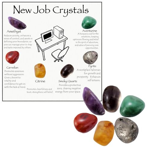 Virelle Workplace Crystals Set - 6PC Healing & Protection Stones for Positive Energy, Stress Relief, Metaphysical Crystal Gifts for Friend Coworker Family, Office Desk New Job Decor