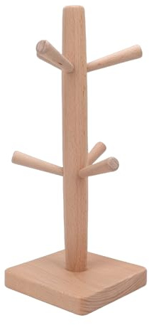 Jiawu El árbol Decorativo del Portavasos de Madera de Haya Organiza Eficientemente las Tazas para la Encimera, para la Cocina y El Comedor