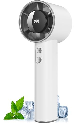 Mini Ventilador Portátil de Mano - 3000mAh Mini Ventilador de Mesa Recargable USB,1-199 Velocidades,Hasta 13h,Ventiladores Pequeño con Pantalla LED,Inalámbrico Fan para Viajes,Oficina,Exterior