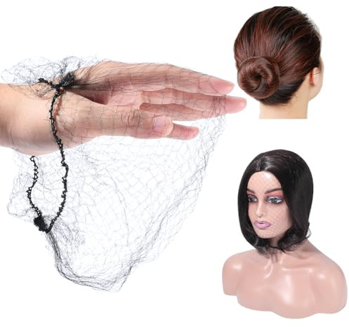 WADORN 120 Stück Unsichtbares Nylon Haarnetz Für Langes Haar Schwarze Elastische Netz Perückenkappen Unsichtbare Runde Haarnetze 11 45cm Durchmesser Für Damen Herrenperücken Ballett Tanz Dutt dekor