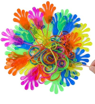 HAPZUR Klatschhand 30 Stück für Kinder – Bunte, klebrige & elastische Klebehände Mitgebsel, Partyzubehör & Gastgeschenke