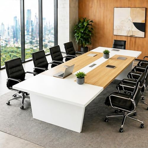 POPICK Tavolo da conferenza per ufficio, tavolo riunioni moderno, conference table, scrivania direzionale con gestione cavi, varie misure, sedie non incluse(L1,160 * 80 * 74cm)