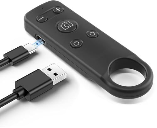 Kameraselbstauslöser Fernauslöser Handy USB Wiederaufladbarer Fernauslöser | Bluetooth Fernbedienung für iPhone Video Fotoaufnahmen Zoomen Objektivwechsel 15m Reichweite Kompatibel mit iOS und Android