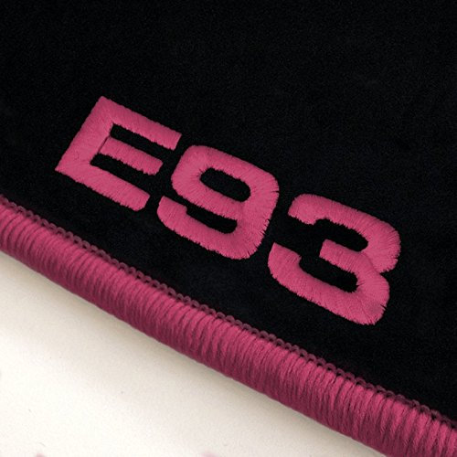 Autoteppich Stylers ATS-Q300_E93-404 Passgenaue Velours Fußmatten mit Logo Stick (E93) und Rand in Pink