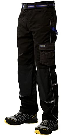 Goodyear Workwear Pantalon De Travail De Sécurité Réfléchissant Cargo Multi-Poches Flexible Pour Homme, Noir/Bieu Royal, 38 Taille Jambe Régulière (32)