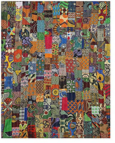 Fashionshopmart Kantha Quilt Twin Size Hippie Handmade Patch Work Bohemian Cotton Bedspreads Throw Blanket Ralli Lightweight Bedding Bed Cover 90X60
