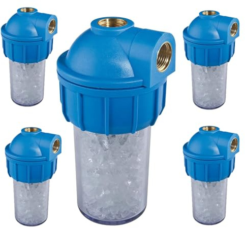 Suinga 4er-Pack Anti-Kalkfilter 1/2 für Heizkessel mit Behälter und Polyphosphatkartusche – Entfernt hartnäckige Kalkablagerungen