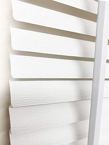 Ruby Deals Pvc Venetian Window Blind Easy Fit Wooden Effect Home Office Blinds (90cm wide (35.4'') x 150cm, White-Wood Grain Effect)