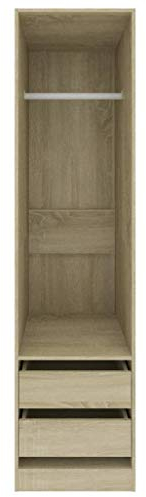 Gecheer Garderob förvaringsskåp, lanthusskåp, sidoskåp, highboard, högskåp med 2 lådor, skänk, hallskåp, kontorsskåp, arkivskåp, 50 x 50 x 200 cm, spånskiva, Sonoma-ek