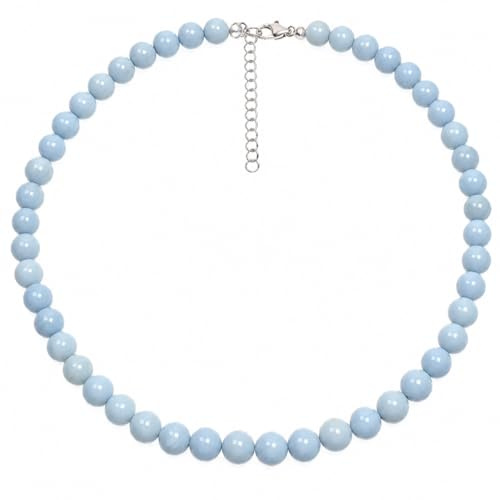 ELEDORO Blauer Opal Kette Silber mit 925 Silberverschluss | Kleine deutsche Schmuckmarke ELEDORO: handgefertigte Blauer Opal-Kette, 48 cm, Karabiner, 925 Silber