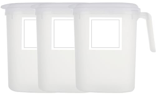 VIDETOL 3 PCS Water Pitcher With Lid - Safe Milky Plastic Jug for Cold Water, Juices - Kitchen Home and Picnic