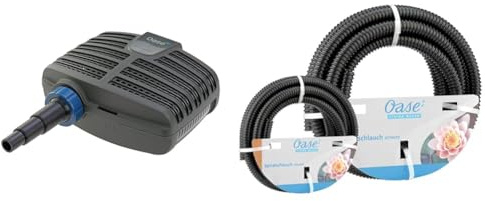 OASE 20249 Filterpumpe AquaMax Eco Classic 3500E, 3500 l/h Förderleistung, energiesparende Bachlaufpumpe, Teichpumpe, Filter, Pumpe, Bachlauf & 57530 Spiralschlauch, 5 m (Ø 25 mm)