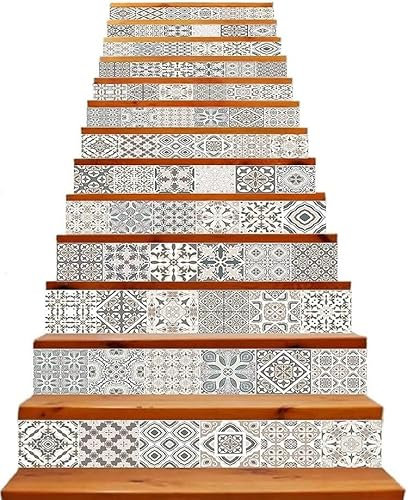 adesivi per alzate di scale, adesivi per scale 3D, Adesivi for scale autoadesivi 6 pezzi decalcomanie stacca e attacca, for gradini in legno, decalcomania artistica for interni fai da te vinile profes