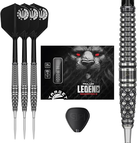 Target Japan Paul LIM G8 90% Tungsten K-Flex Swiss Point Steeldarts Set, 24G | KFlex Dart Flight, Swiss Storm Nano Points, Schwarz & Silber Steeldarts Spitzen mit K Flex integrierten Schäften