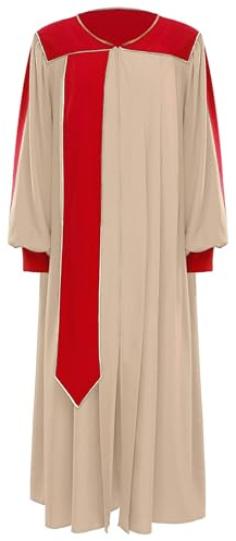 Oyolan Unisex Adult Teen Graduation Gown Choir Clergy Priest Liturgical Robe Confirmation Costume University Khaki L