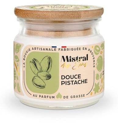 Bougie Parfumée Artisanale Douce Pistache 40 heures 150ml | Mistral des Sens