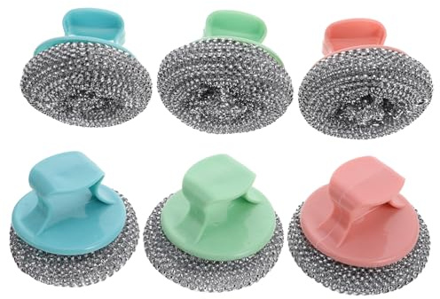 SOPOTUTU 6stücke Edelstahl Topfreiniger Mit Ergonomischem Griff Abnehmbar Robuste Scheuerbürste Für Küche Vielseitig Für Beschichtete Eisen Bratpfannen Effektive Reinigung Schwerer Verschmu