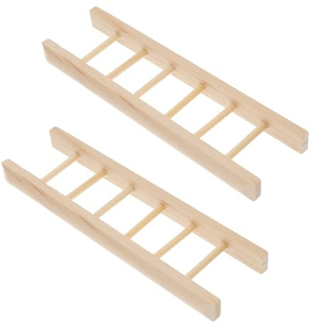 VANZACK 2 x Mini Wooden Ladders for Dollhouse Handmade Miniature Ladder Made of Wood for Garden Landscapes and Model Making Natural Wood Colour Scale