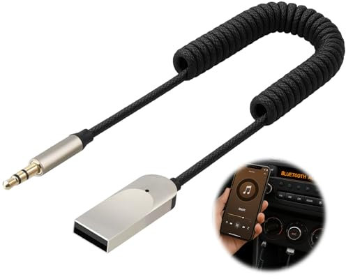 Huybaa Adattatore AUX Bluetooth 5.4 per auto, chiamate in vivavoce, streaming musicale wireless per altoparlanti stereo per auto, sistema audio