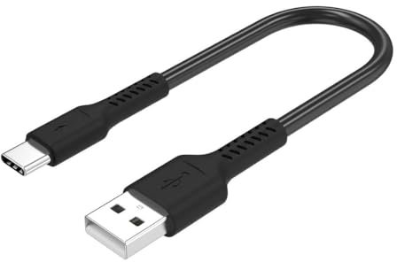 SIMPLETEK - Cavo USB-C Corto 20cm Nero per Ricarica Veloce Smartphone, Cuffie, Power Bank, Telefono - Compatibile con Android, iOS