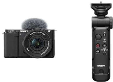 Sony ZV-E10K Systemkamera (APS-C) mit 16-50 mm f/3,5-5,6 II Power Zoom Kit-Objektiv – dreh- und schwenkbarer Bildschirm, Echtzeit-Augenautofokus, ideal für Vlogger & Einsteiger + GPVPT3BT
