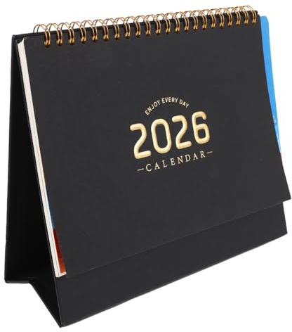 Hemobllo 2026 Desk Calendar, Standing Flip Desktop Calendar with Twin-Wire Binding and Tabs, Weekly and Monthly Planner for Office Home Daily Organizer