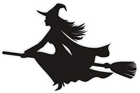 Sticker Hexe auf Besen links I schwarz I 20 x 13,5 cm I als Auto-Aufkleber, für Notebook Laptop Koffer Kinder-Zimmer I wetterfest I kfz272