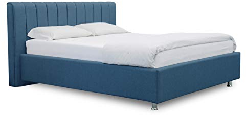 ES Design 08 Polsterbett Antony mit 5 Jahren Garantie, EIN hochwertiges Bett, Lattenrost und Stauraum (Blau, 120 x 200 cm)