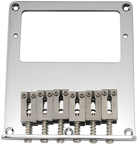 Musiclily Pro 54mm Humbucker Tele Brücke Bridge 6 Edelstahl Saitenreiter für Telecaster T-Style E-Gitarre, Chrom