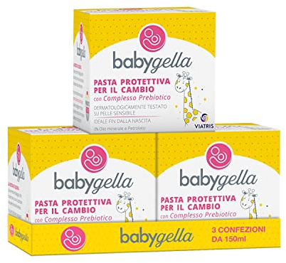Babygella Pasta Protettiva Babygella per Cambio Pannolino, 3 x 150 ml | Azione Protettiva e Lenitiva, Crema Fasciatoio per Arrossamenti da Pannolino