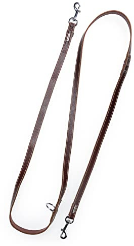 Hundeleine aus Leder - mehrfach verstellbare Führleine 2,40m - Hunde Lederleine extrem Stabil mit Edelstahl-Karabiner - Echt-Leder Leine Sammy (Rotbraun)
