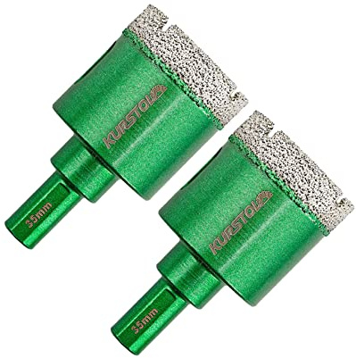 Porcelain Tile Diamond Drill Bits - 2pcs 1-3/8/35mm Dry Diamond Hole Saw Triangle Shank for Ceramic Marble Granite Stone,Diamond Core Drill Bit Kit Fixed on Drills