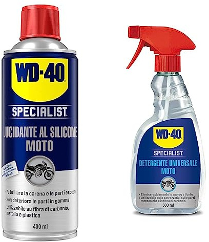 Lucidante al Silicone WD-40 Specialist Moto, Facile da Applicare senza Bisogno di Lucidare, 400 ml & SPECIALIST MOTO - Detergente Universale Spray - 500 ml