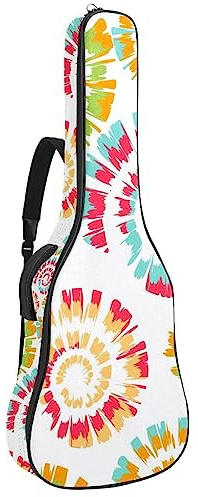 Akustisk gitarrväska vattentät gitarrer ryggsäck tjock mjuk vadderad batikfärgad klassisk gitarrväska, flerfärgad, 42.9x16.9x4.7 in, Väskorganiserare
