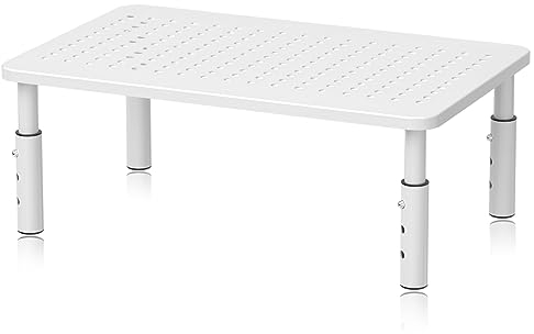 Bracwiser Monitor Ständer Schreibtisch Monitor Stand Riser 3 Höhenverstellbare Monitor Erhöhung mit Gitterlochplattform für Laptop, Computer, PC, Drucker, Beamer bis zu 20 kg Monitorständer Weiß