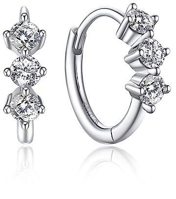 MomentWish Creolen mit Anhänger, 2 Karat Moissanite Diamant Ohrringe Hängend Silber 925 Hängeohrringe Romantisches Geschenk für sie mit Geschenkbox