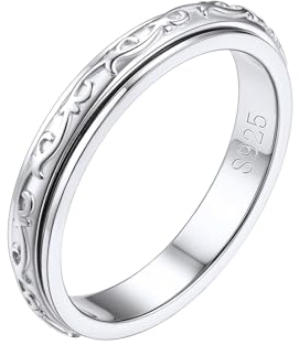 FOCALOOK Silber Ringe 925 Frauen Keltischer Knoten Ring Vorsteckring Schmal Größe 62mm Fidget Ring Herren Spinner Ring Partnerringe Stimmungsring Verlobungsring Stress Ring Keltischer Schmuck