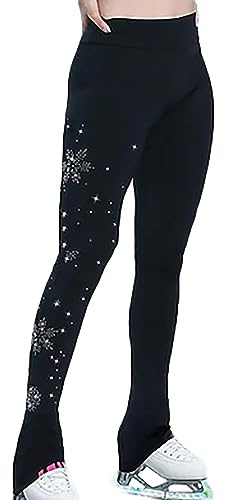 Youthful flying Eiskunstlauf Polarfleece Hose für Damen Mädchen Trainingsanzüge Thermal Kompression Eislaufen Tights(Size:XS,Color:Schwarz-Dick)