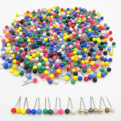 CHUYIX 15mm Rundkopf Stecknadeln 1000Pcs Pinnadeln Rundkopfnadeln Karte Nagel Pinnadeln Rundkopf Push Pins Karte Nagel Pinnadeln Map Push Pins Pinnwand Kleine Rote Karte für Pinnwand Büro