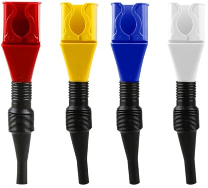 Tabanzhe 4 PCS Flexible Draining Tool Snap Funnel Set - Universal Collapsible Oil Funnel with Plastic Clasp, Spill-Free and Hands-Free Large Funnels for Motorcycle, Car, Oil, Gasoline