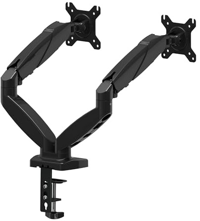 huzaro Motion 2.2 - Halterung 2 Monitore Doppel-Monitorarm Dual Arm - für 15-27 Zoll PC-Bildschirme - VESA 75 & 100 mm - Höhenverstellbare mit Neigungen Dreht Schwenken - Belastung 7 kg Pro Arm