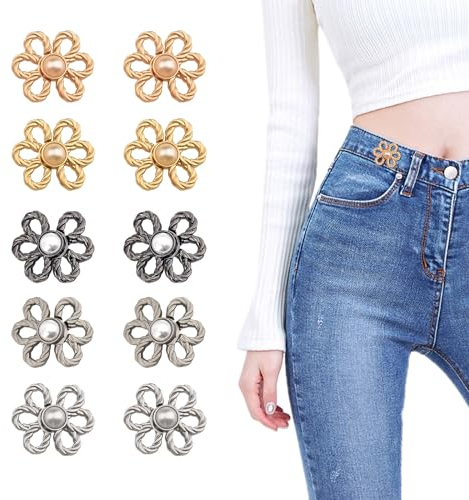 Goiern 10 Stücke Knöpfe Hosen Enger Machen,Hosenknöpfe Zum Stecken,Hose Enger Machen Clip,Hosen Knopf Spanner Fastener, Kleidung Verstellbare Taille Schnallen