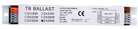 Kobeleen Ballast électronique Compact T8 2x1 8/30/58W, Tube à démarrage instantané, lampes de bureau, Ballasts fluorescents pour fournitures de bureau et de maison