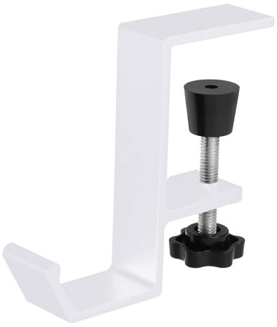 Jeffdad Support pour casque - Blanc - Avec double crochet - Support de bureau - Support pour casque de jeu