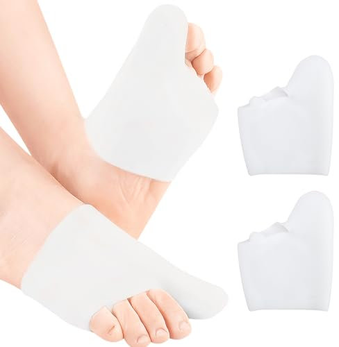 2 Pack Gel Big Toe Cap & Metatarsal Sleeves -Large White Bunion Cushions & Protectors for Men & Women - Relieve Bunion Pain,Prevent Corns,Calluses,Blisters & Ingrown Toenails - Comfortable & Reusable