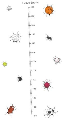 Folpus Wandtattoo mit Messlatte, kreatives DIY-Dekor, Wandkunst, Wandaufkleber für Tür, Schlafzimmer, Kinderzimmer, Spielzimmer, Klassenzimmer, D