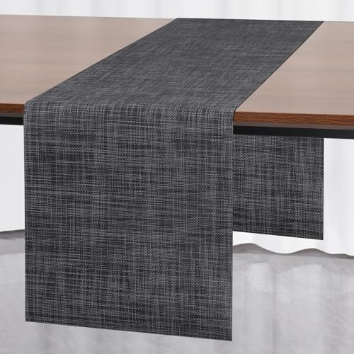 Myir JUN Tischläufer Tischläufer Modern PVC abwaschbar Outdoor | Hitzebeständig für Häuser Esszimmer Restaurants Hotels Party Tischdeko Dekoration 40 x 140 cm (Dark Grau)